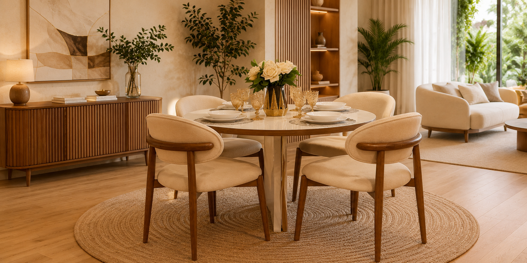 Comedor Maderarte con mesa y decoración boutique
